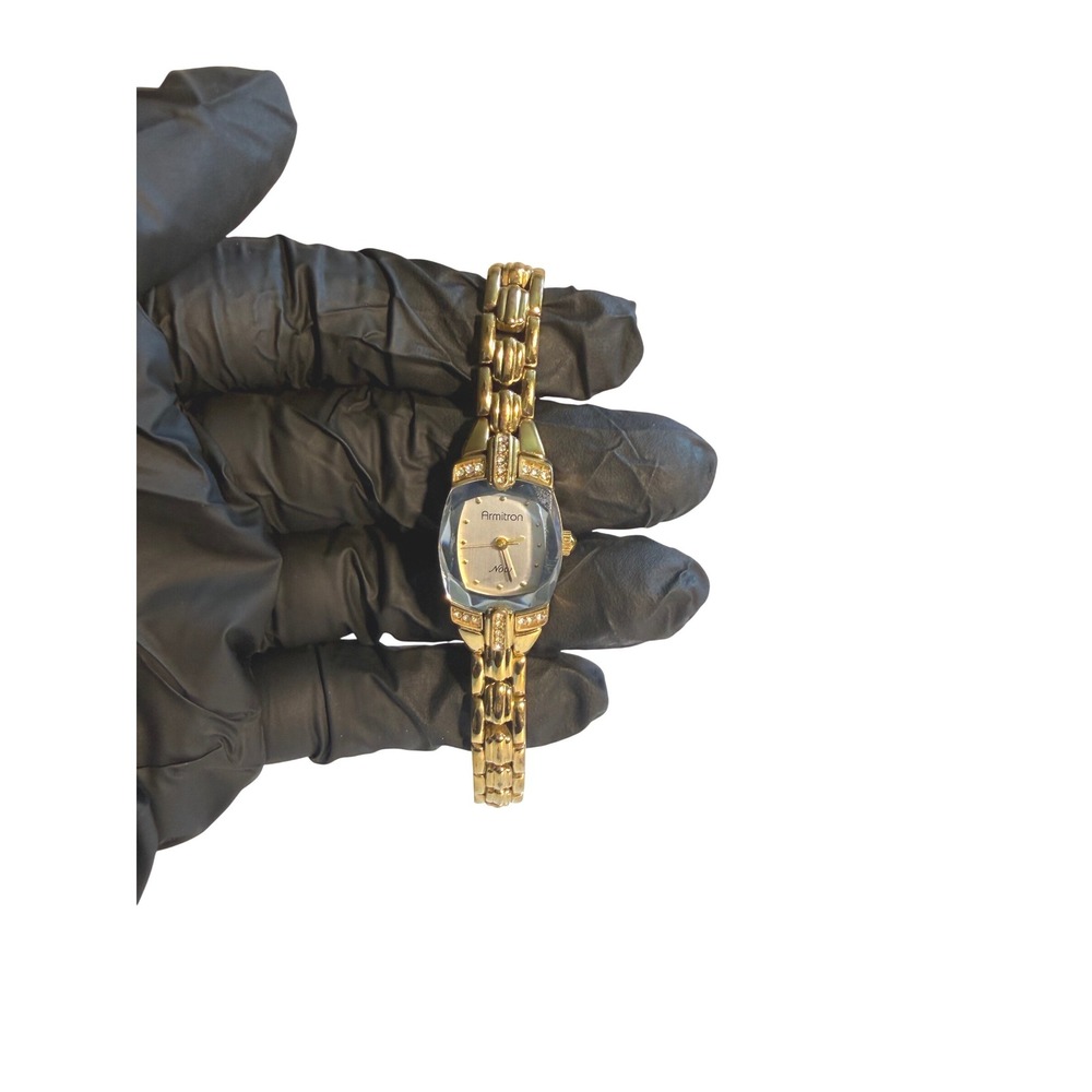 Armitron Now Gold Tone Crystal Accent Watch NEW Battery Fits up to 7.5" wrist